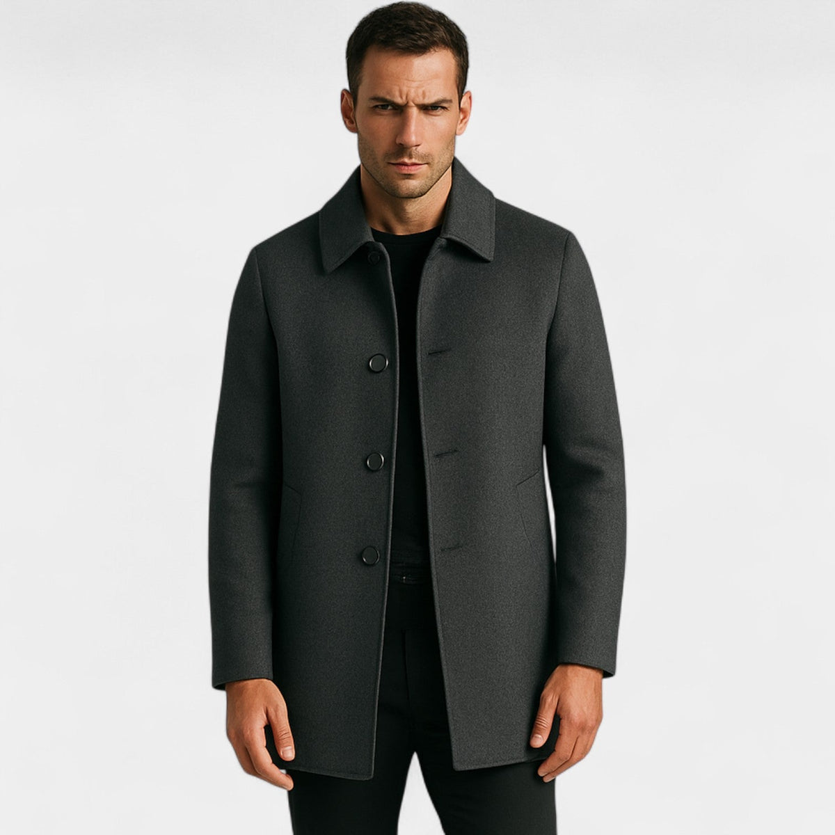 Men's Wool Lapel Coat – Tailored Structured Fit