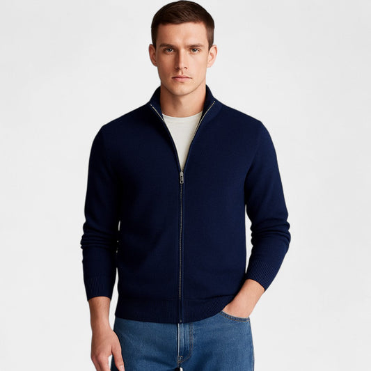 Men's Cotton-Blend Cardigan – Slim V-Neck Fit