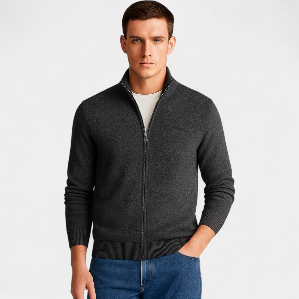 Men's Cotton-Blend Cardigan – Slim V-Neck Fit
