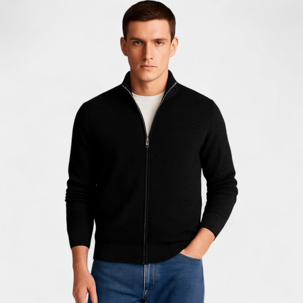 Men's Cotton-Blend Cardigan – Slim V-Neck Fit