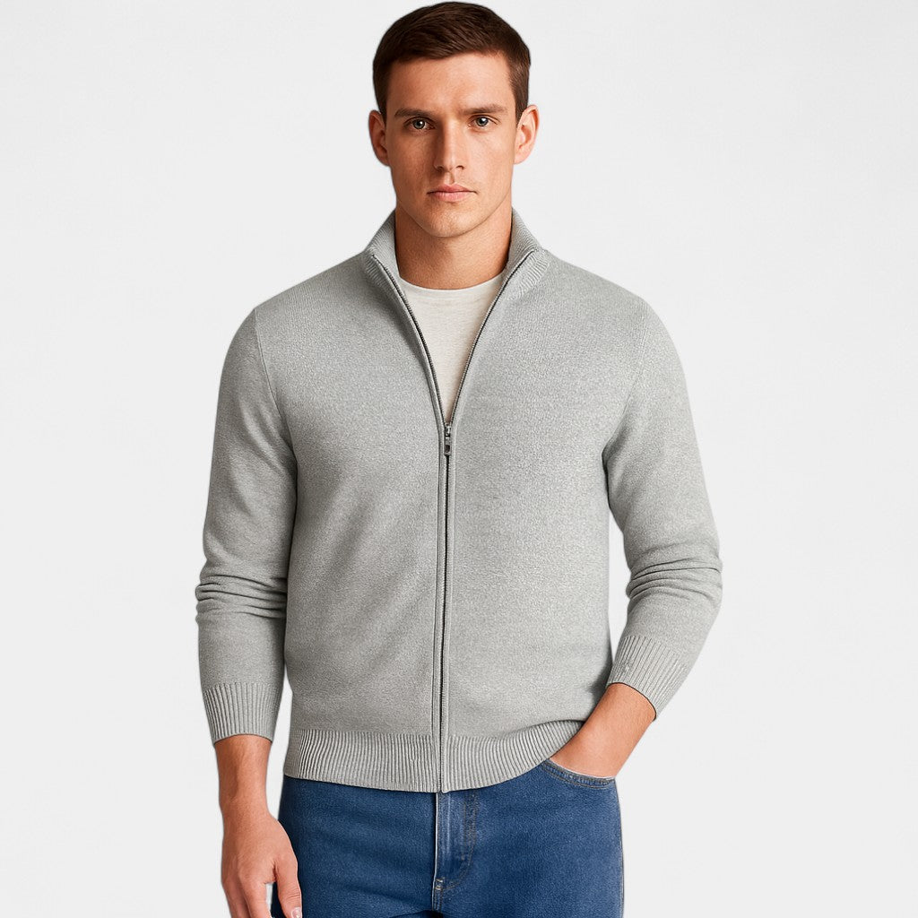 Men's Cotton-Blend Cardigan – Slim V-Neck Fit