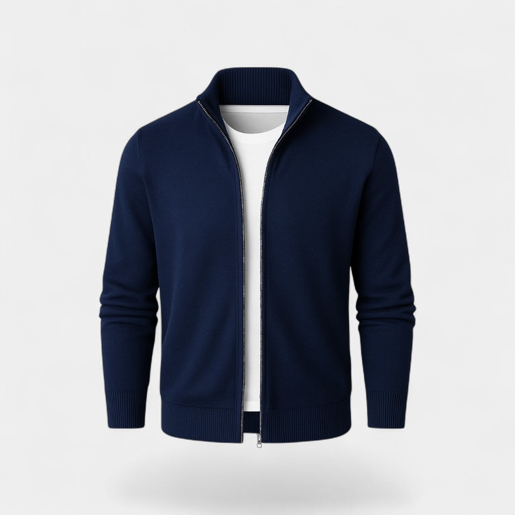 Men's Cotton-Blend Cardigan – Slim V-Neck Fit