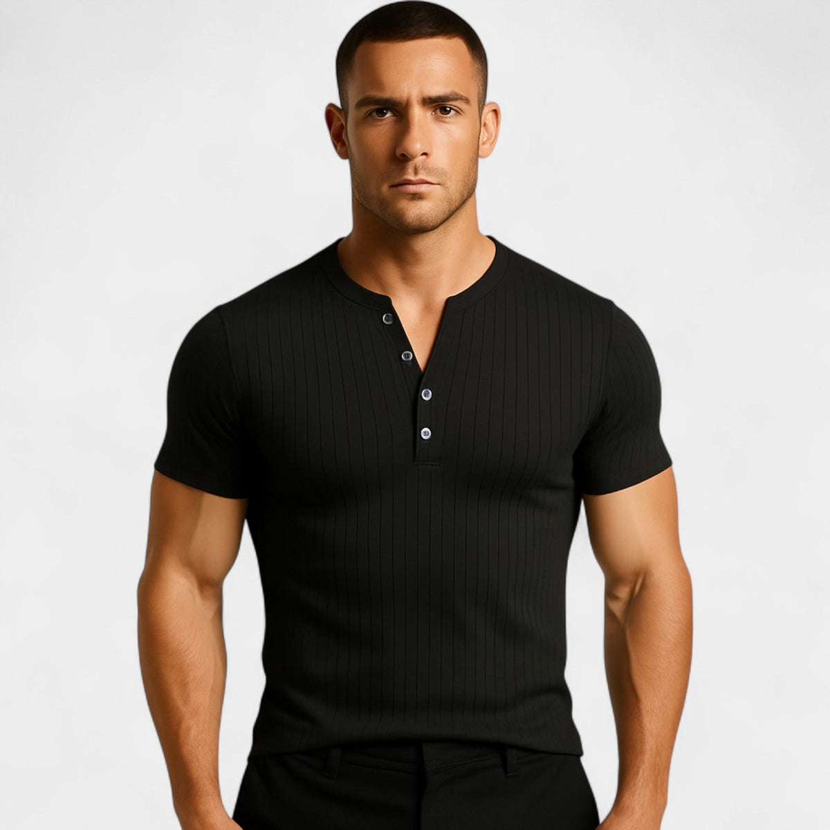 Men's Ribbed Stretch T-Shirt – Slim Crew Neck