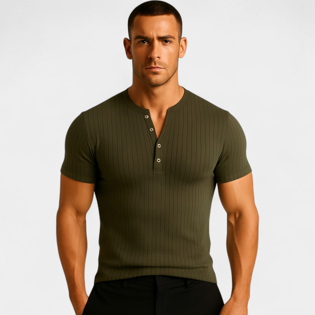 Men's Ribbed Stretch T-Shirt – Slim Crew Neck