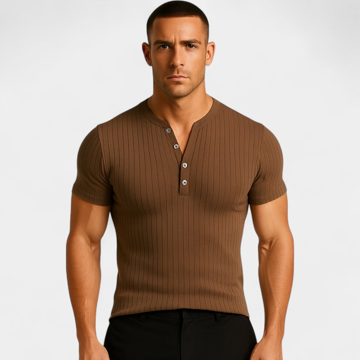 Men's Ribbed Stretch T-Shirt – Slim Crew Neck