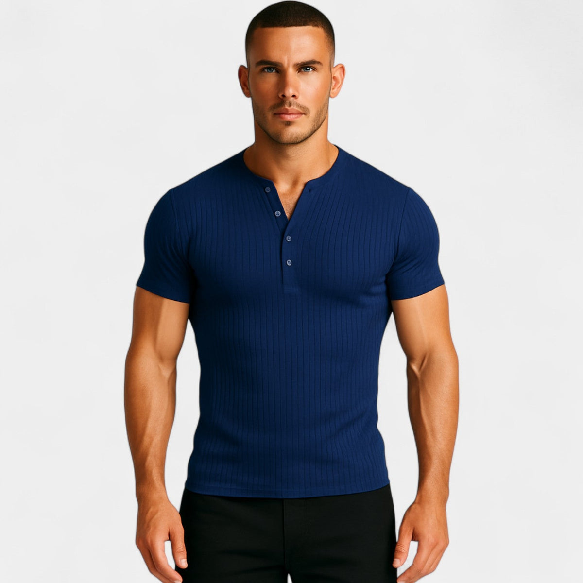 Men's Ribbed Stretch T-Shirt – Slim Crew Neck