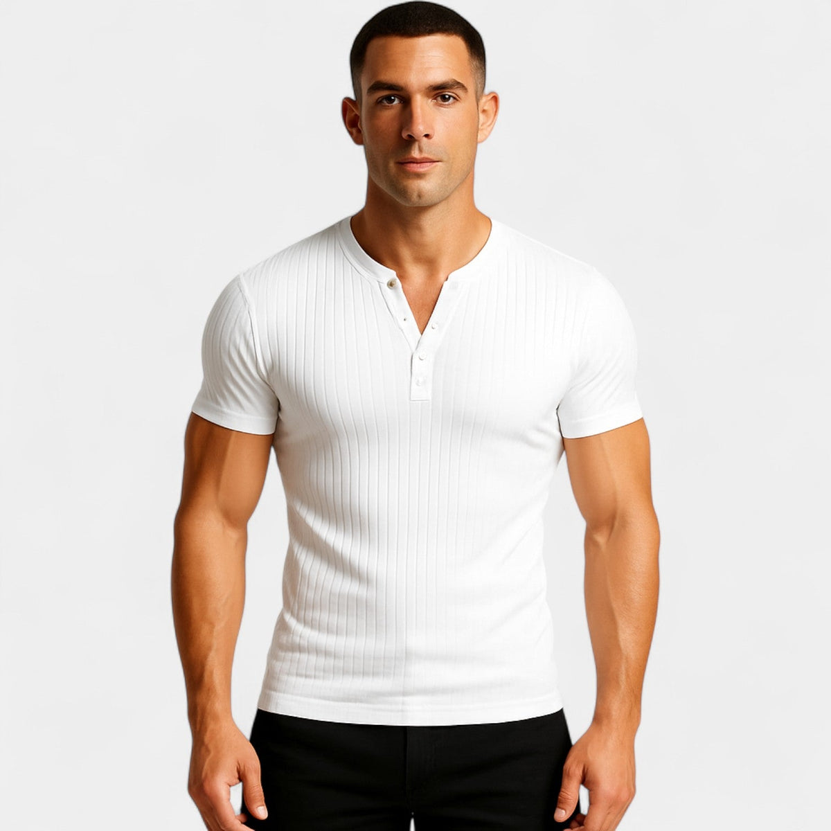 Men's Ribbed Stretch T-Shirt – Slim Crew Neck