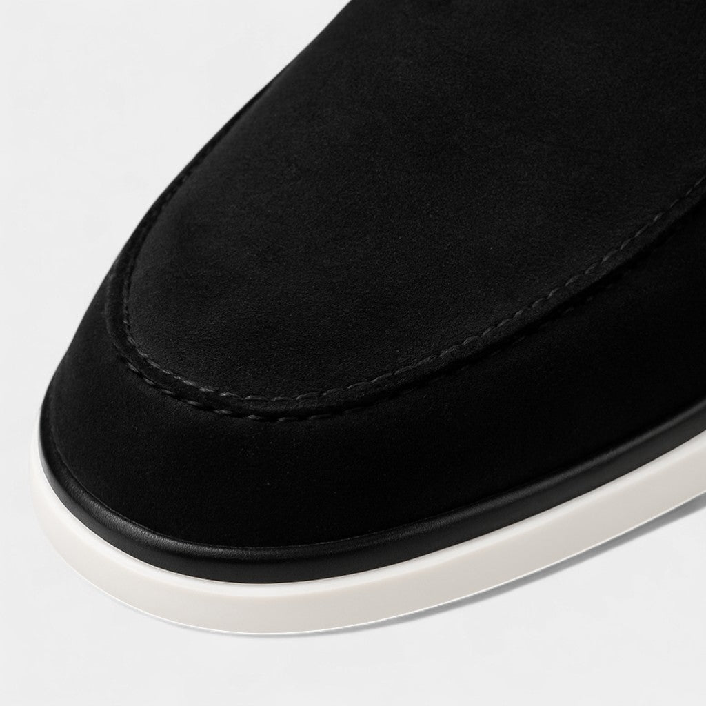 Men's Suede Lace-Up Loafers – Low-Profile Rounded Toe