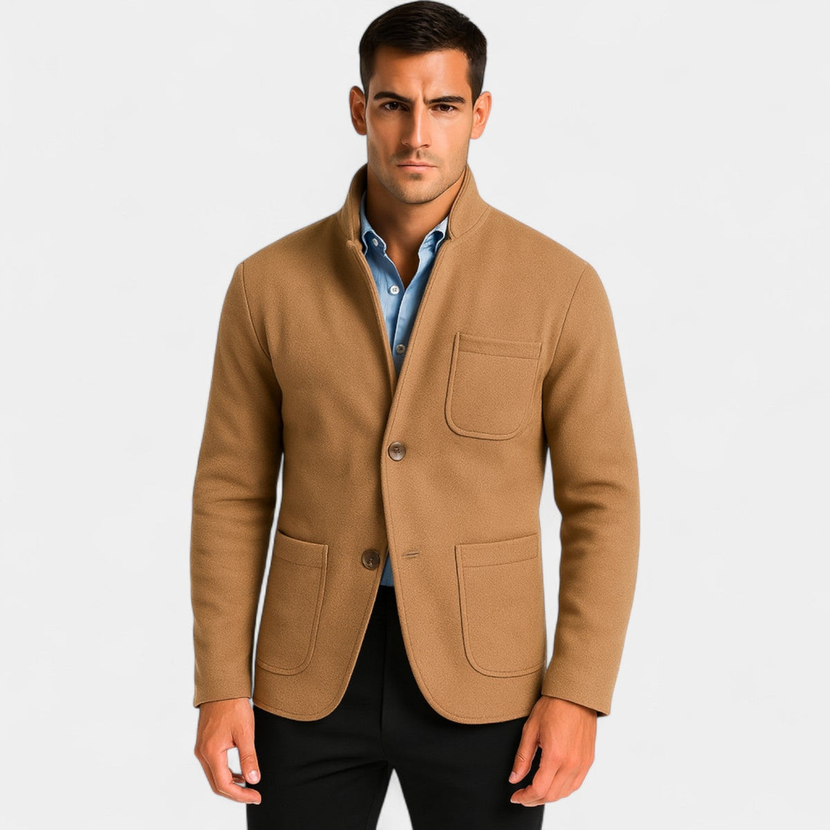 Men's Slim Blazer – Stand Collar Tailored Cut