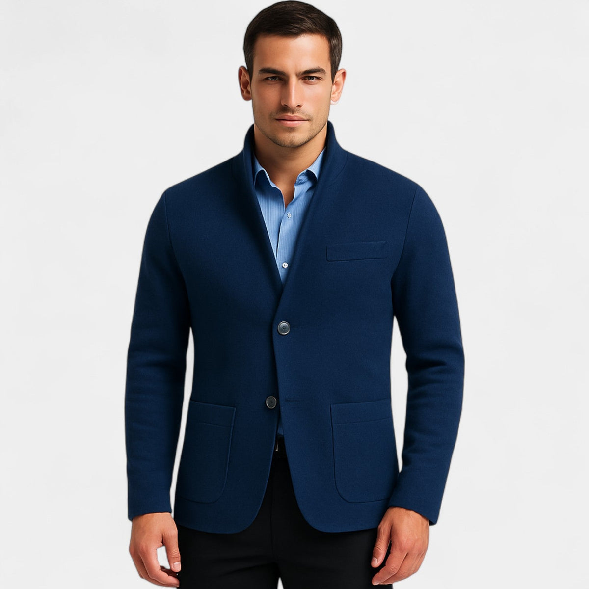 Men's Slim Blazer – Stand Collar Tailored Cut