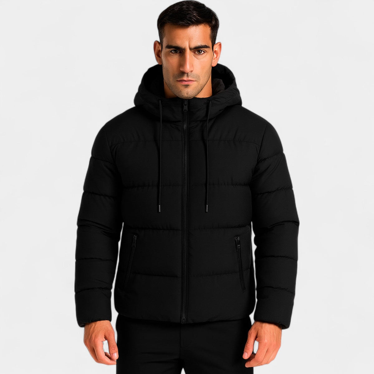 Men's Hooded Puffer Jacket – Relaxed Matte Finish