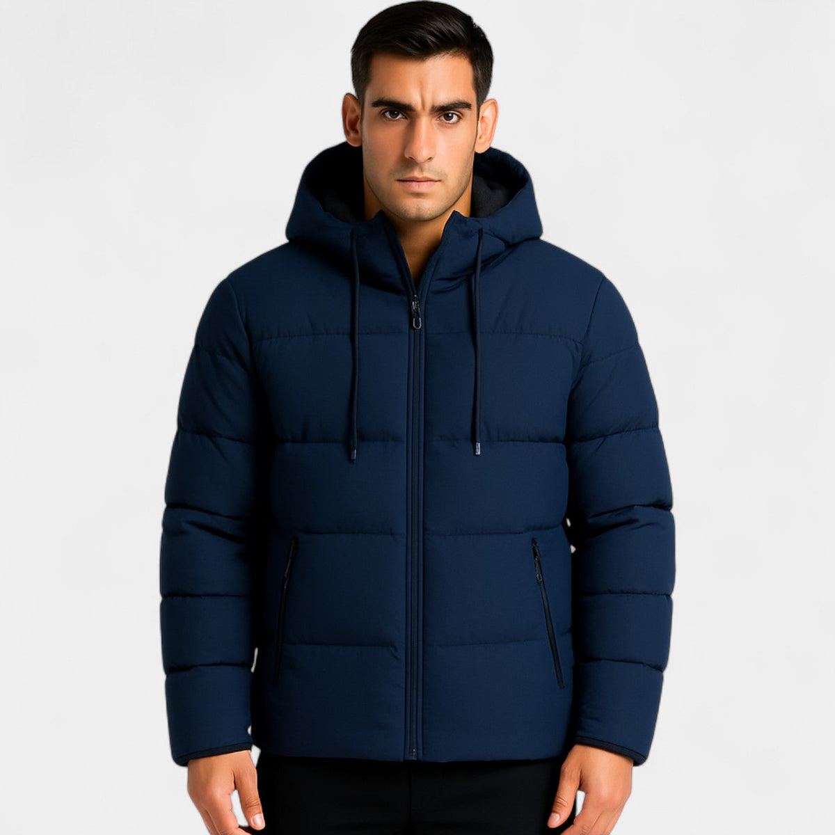 Men's Hooded Puffer Jacket – Relaxed Matte Finish
