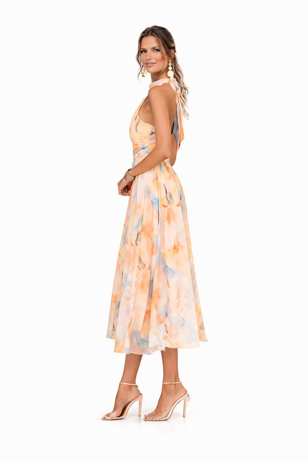 Women's Halter Maxi Dress – Open Back Flowing Fit