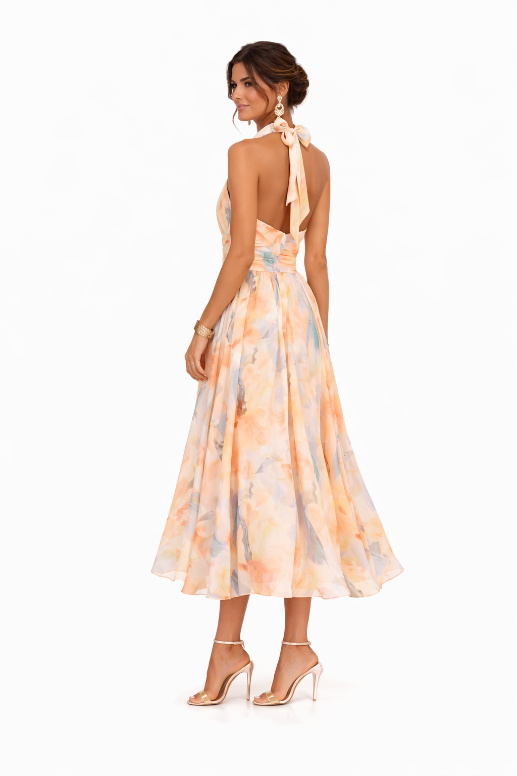 Women's Halter Maxi Dress – Open Back Flowing Fit