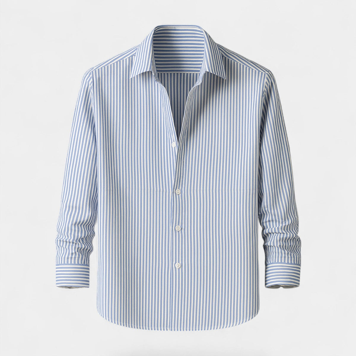 Men's Striped Open-Front Shirt – Relaxed Lapel Collar