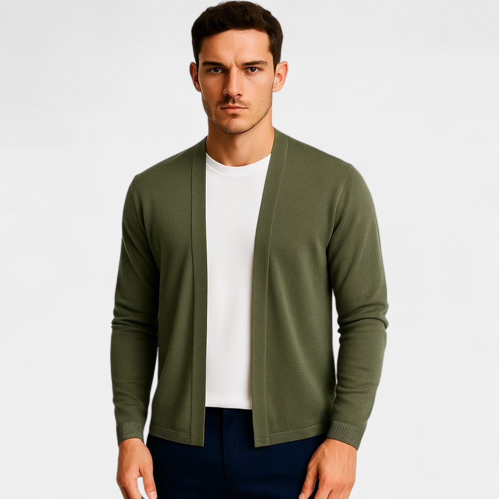 Men's Cotton Cardigan – Classic V-Neck Button Front