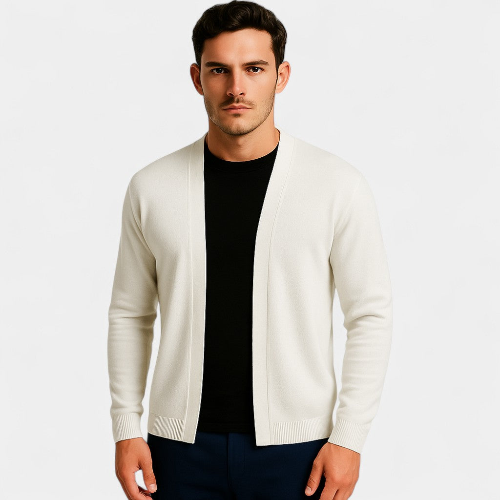 Men's Cotton Cardigan – Classic V-Neck Button Front