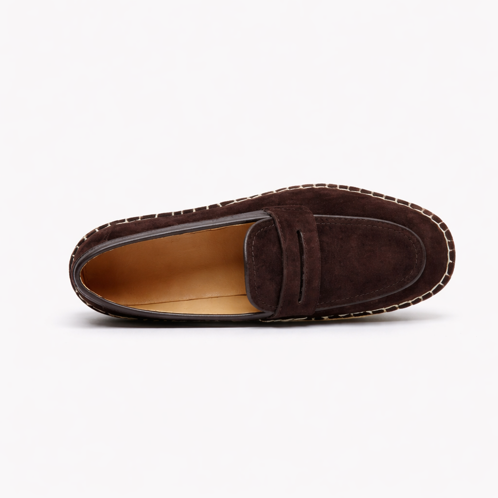 Men's Suede Espadrille Penny Loafers – Braided Arch-Support Sole