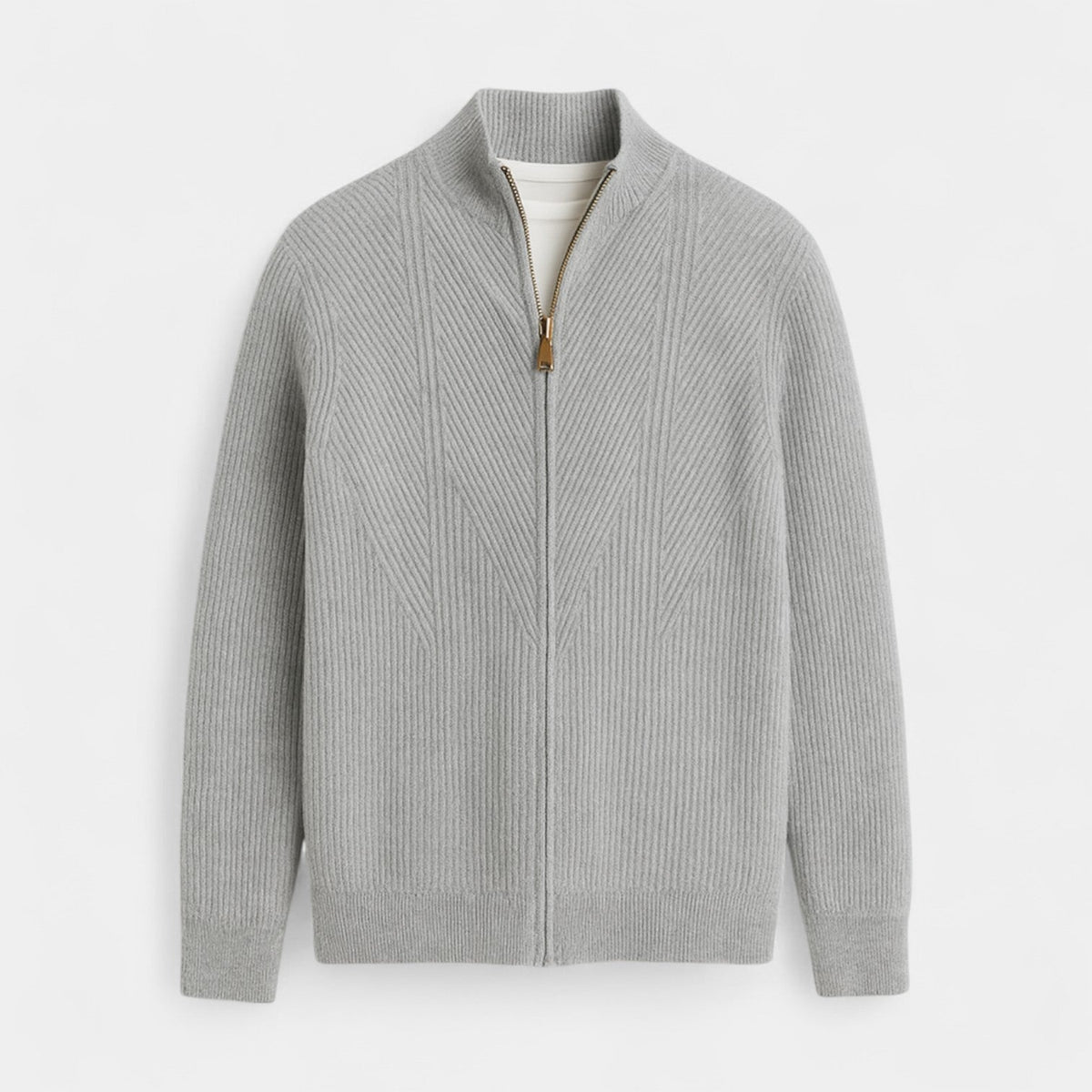 Men's Cashmere Zip Cardigan – Stand Collar Relaxed Fit