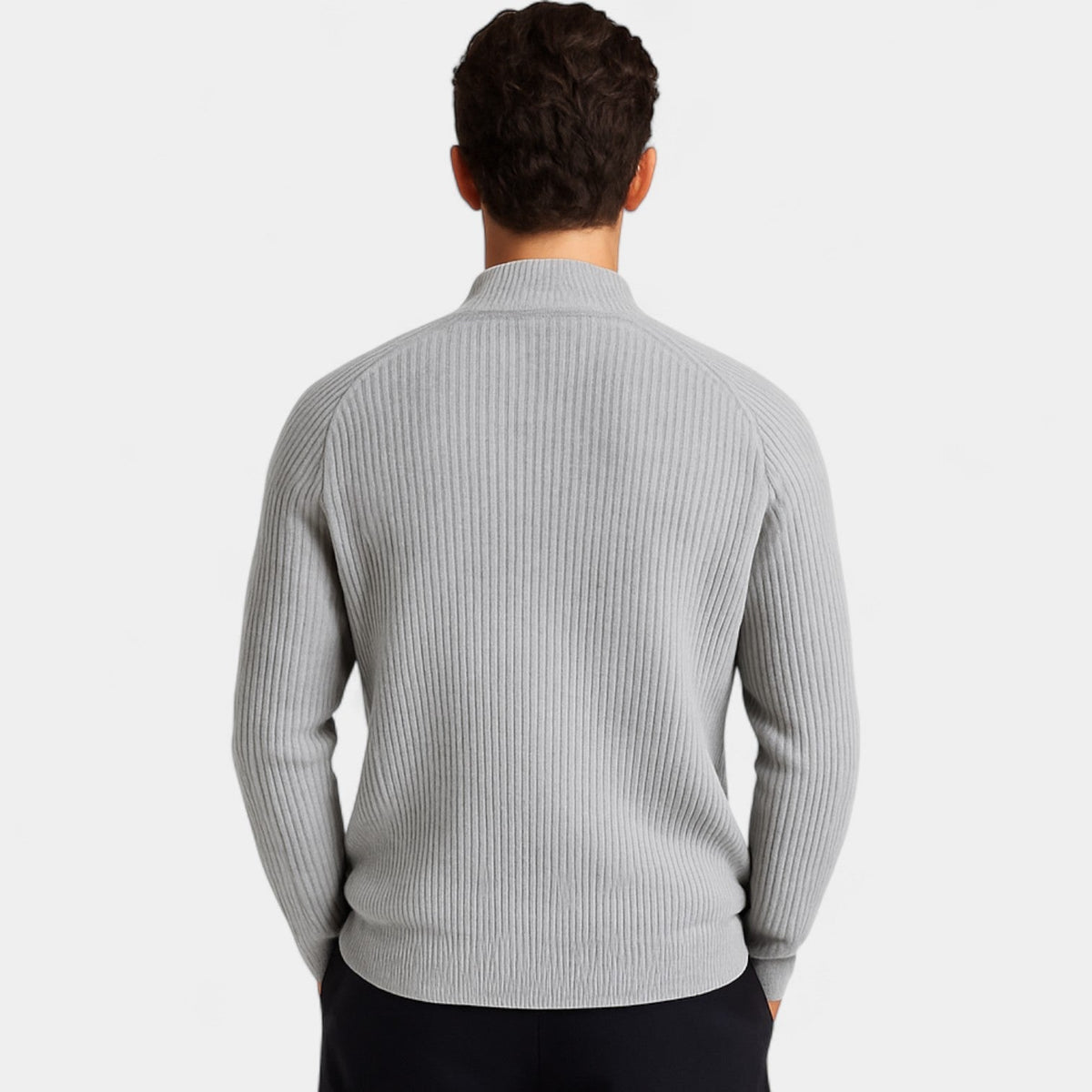 Men's Cashmere Zip Cardigan – Stand Collar Relaxed Fit