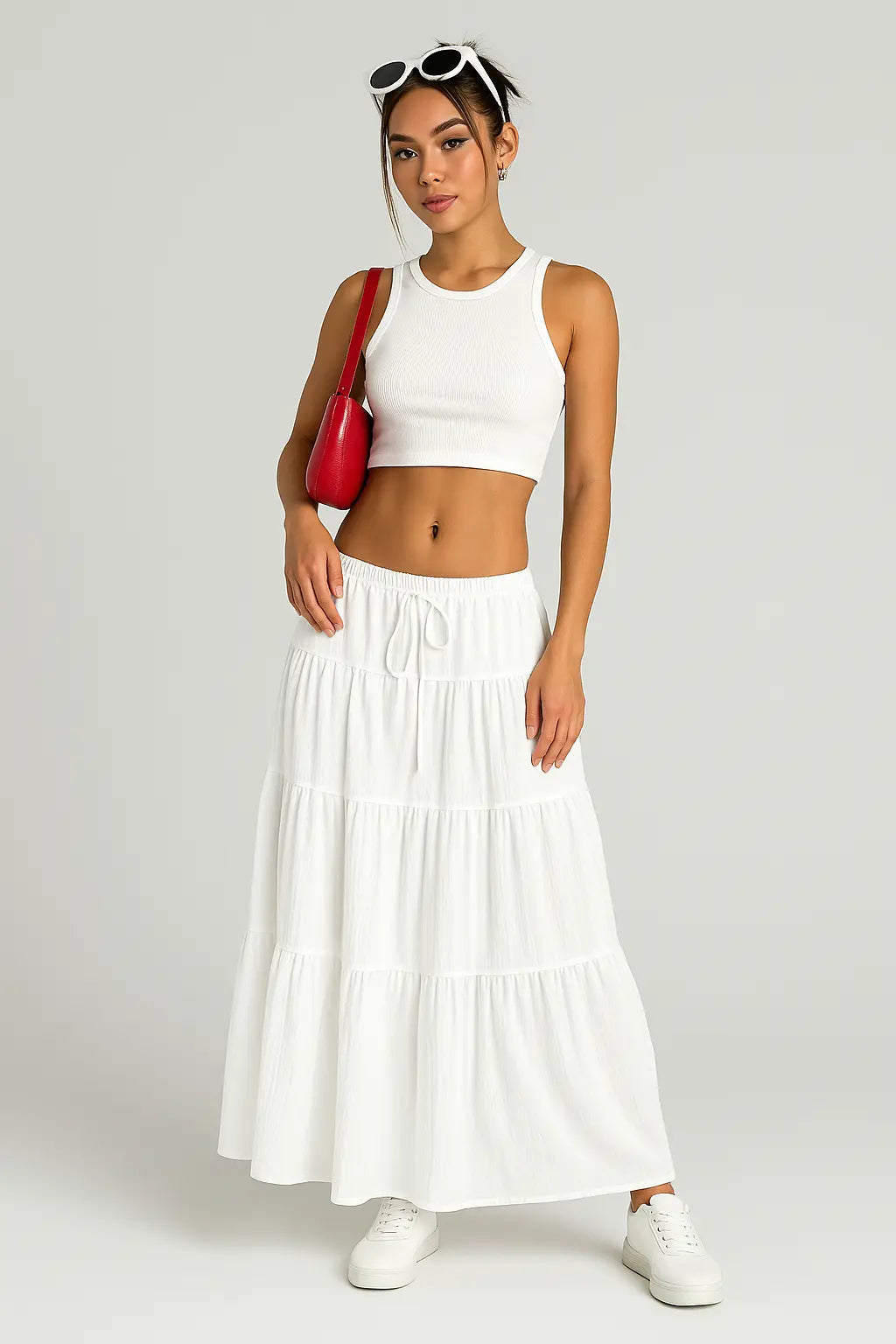 Women's Lace-Up Maxi Skirt – Relaxed A-Line Fit