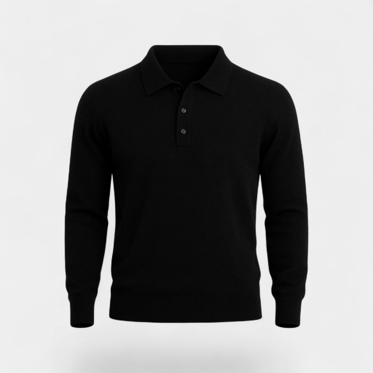 Men's Long-Sleeve Cashmere Polo – Clean Tailored Fit
