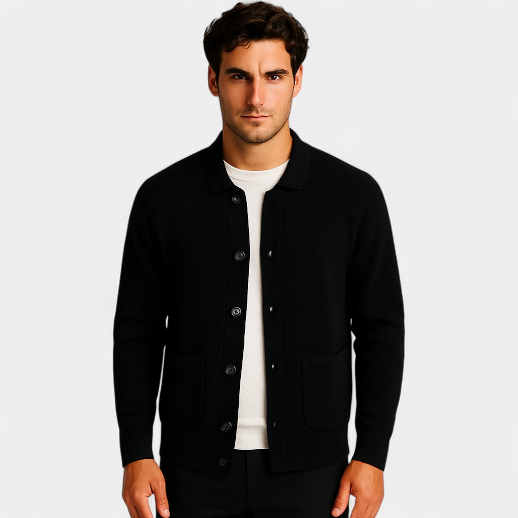 Men's Knit Cardigan – Crew Neck Button Front