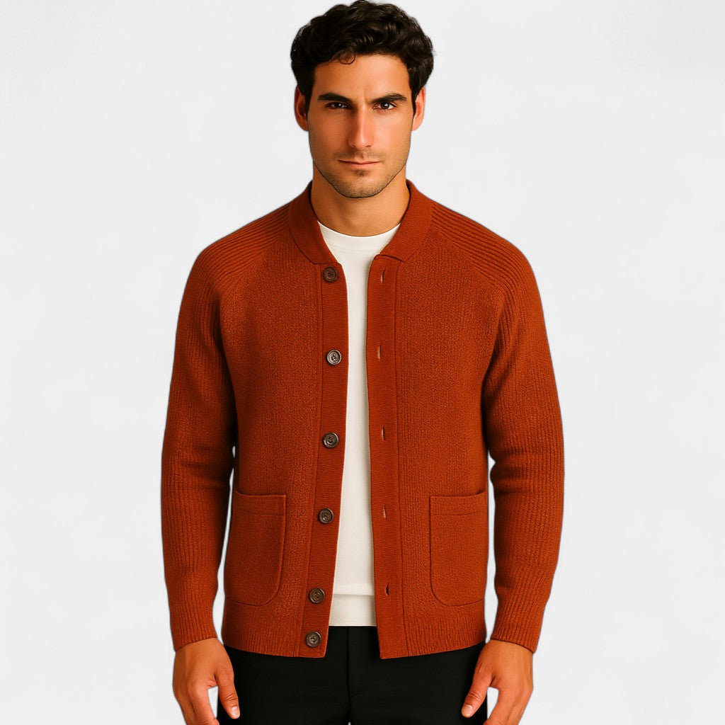 Men's Knit Cardigan – Crew Neck Button Front
