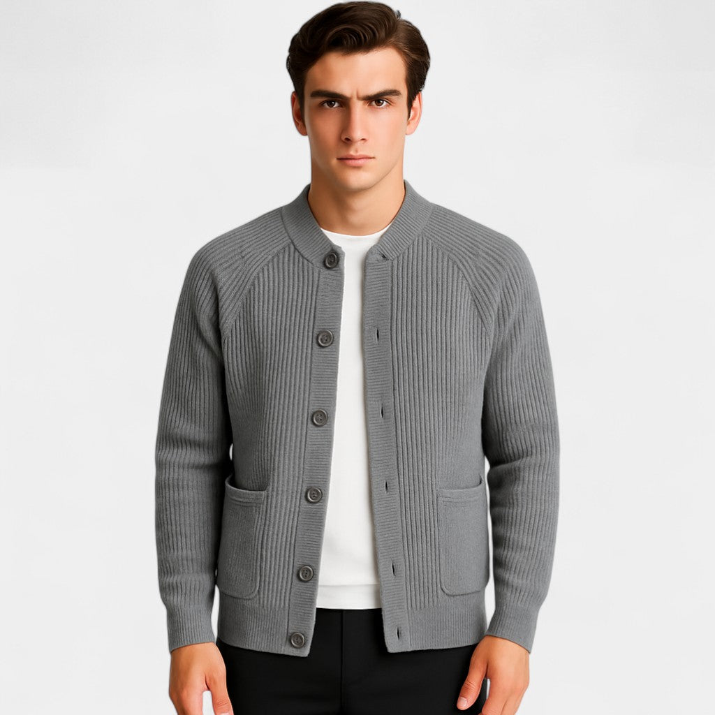 Men's Knit Cardigan – Crew Neck Button Front