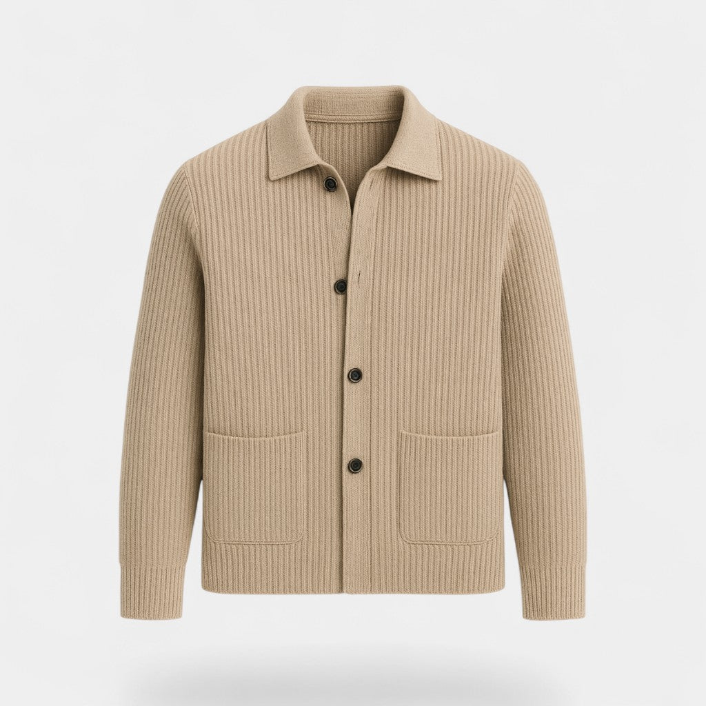 Men's Knit Cotton Cardigan – V-Neck Button Front