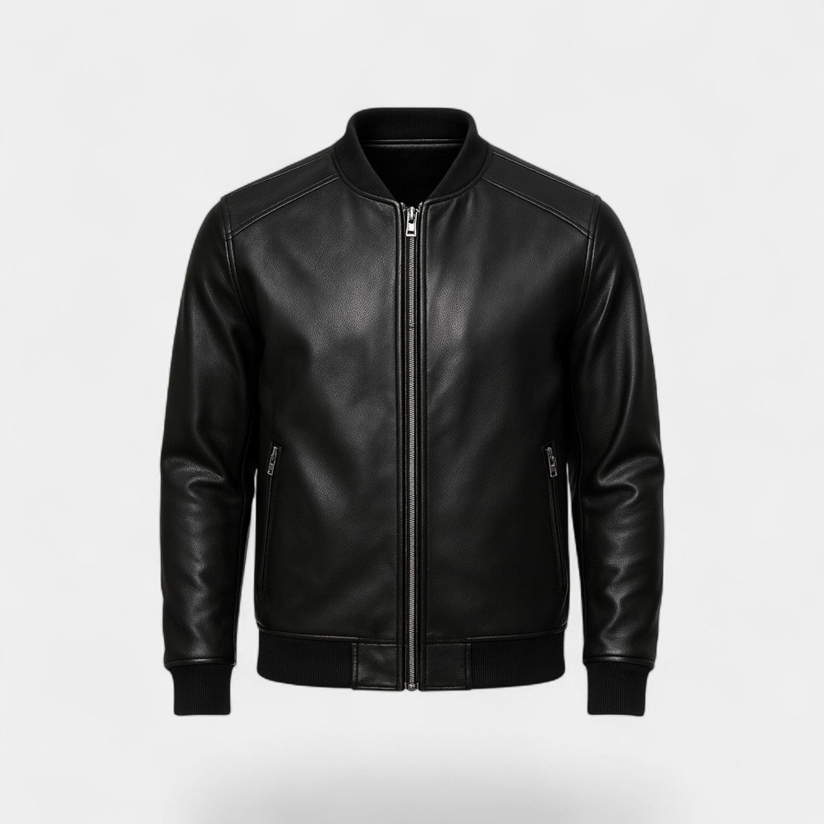 Men's Leather Jacket – Stand Collar Minimal Cut