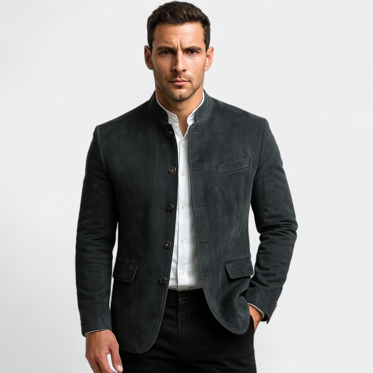 Men's Corduroy Suede-Effect Blazer – Two-Button Tailored Fit