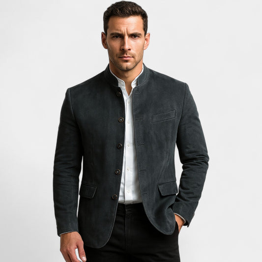 Men's Corduroy Suede-Effect Blazer – Two-Button Tailored Fit