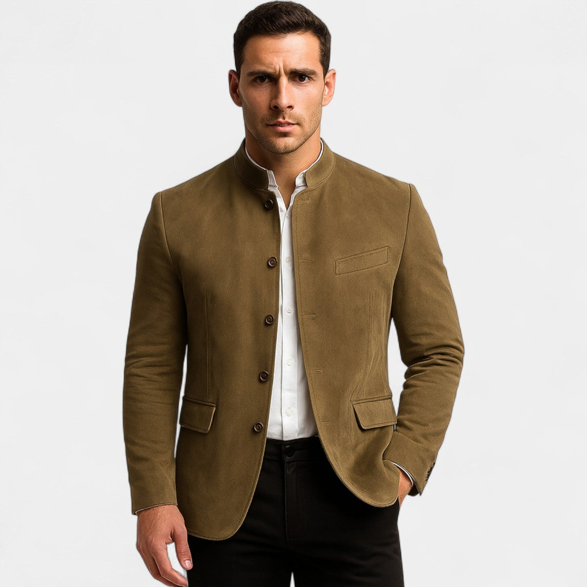 Men's Corduroy Suede-Effect Blazer – Two-Button Tailored Fit