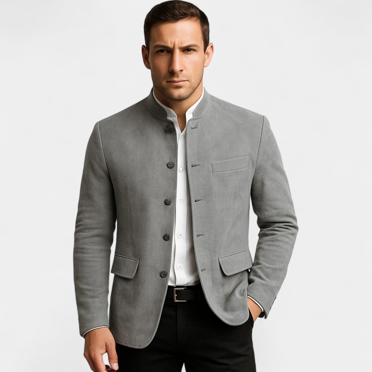 Men's Corduroy Suede-Effect Blazer – Two-Button Tailored Fit