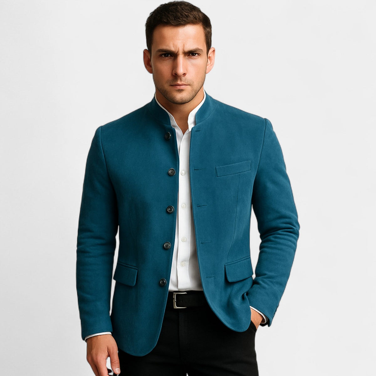 Men's Corduroy Suede-Effect Blazer – Two-Button Tailored Fit