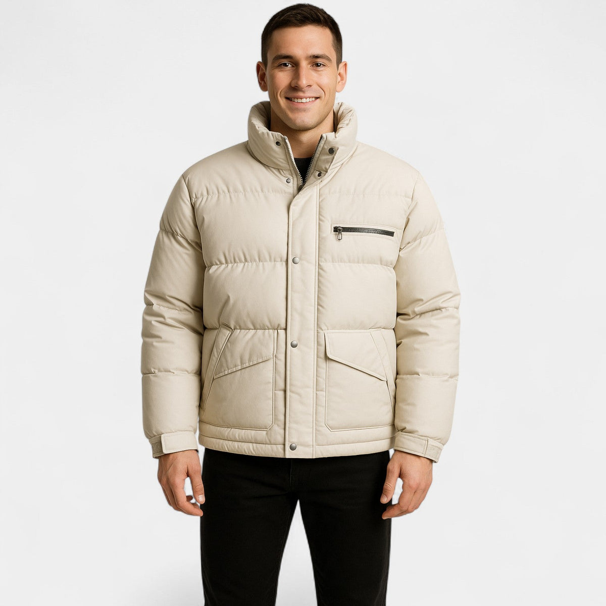 Men's Puffer Jacket – Stand Collar Tailored Fit