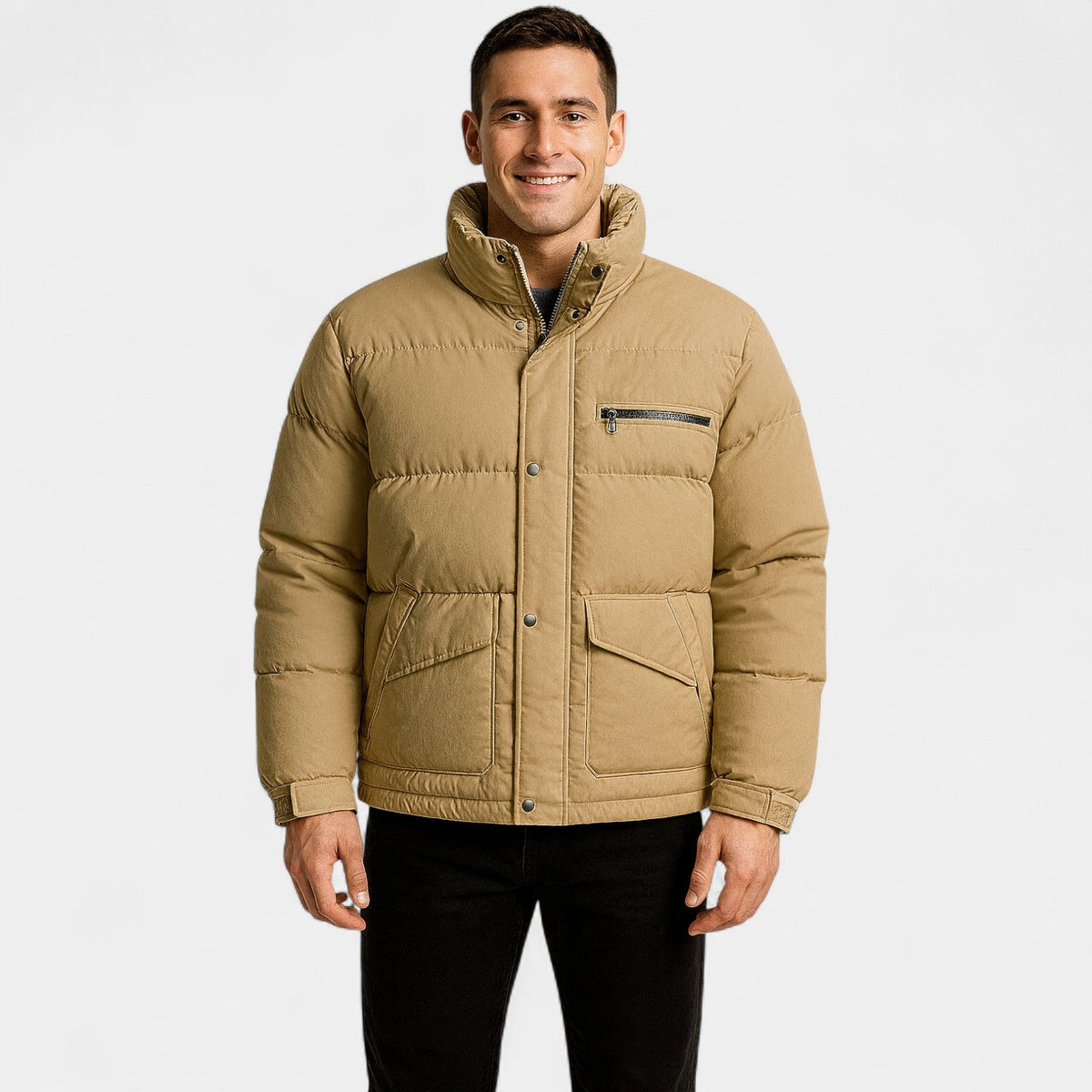 Men's Puffer Jacket – Stand Collar Tailored Fit