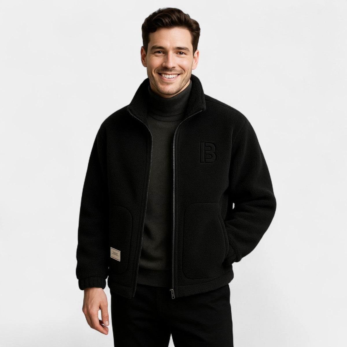 Men's Cashmere Varsity Jacket – Ribbed Collar, Structured Fit