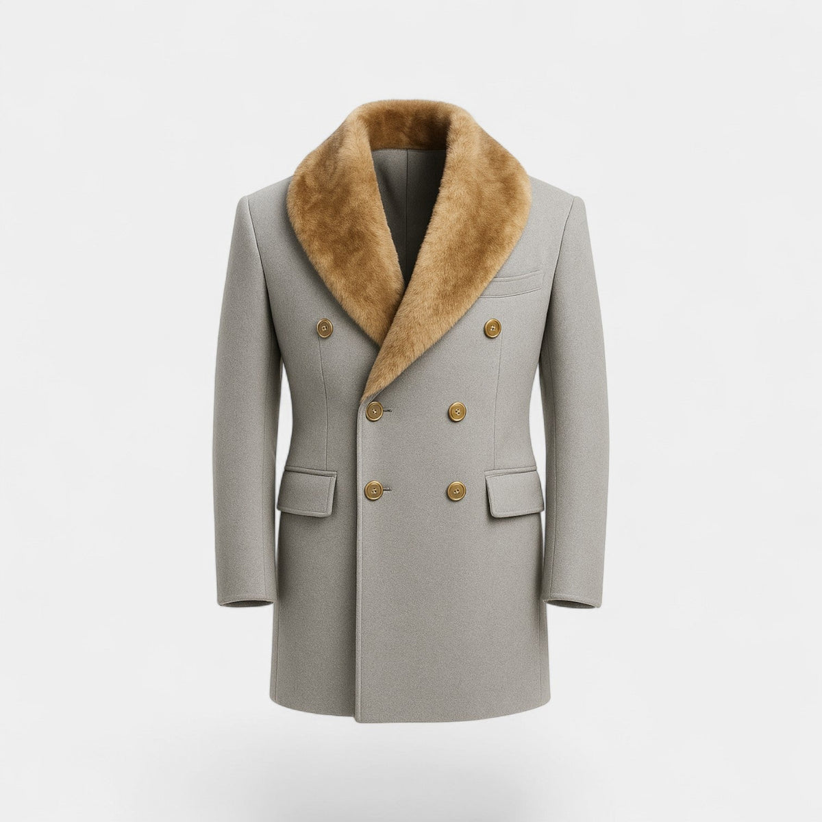 Men's Mid-Length Jacket – Wool-Blend Polo Collar