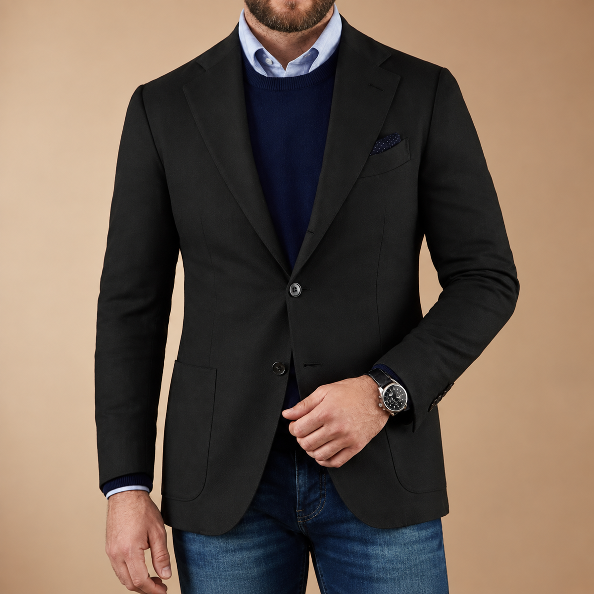 Men's Printed Blazer – Slim Double-Buckle Front