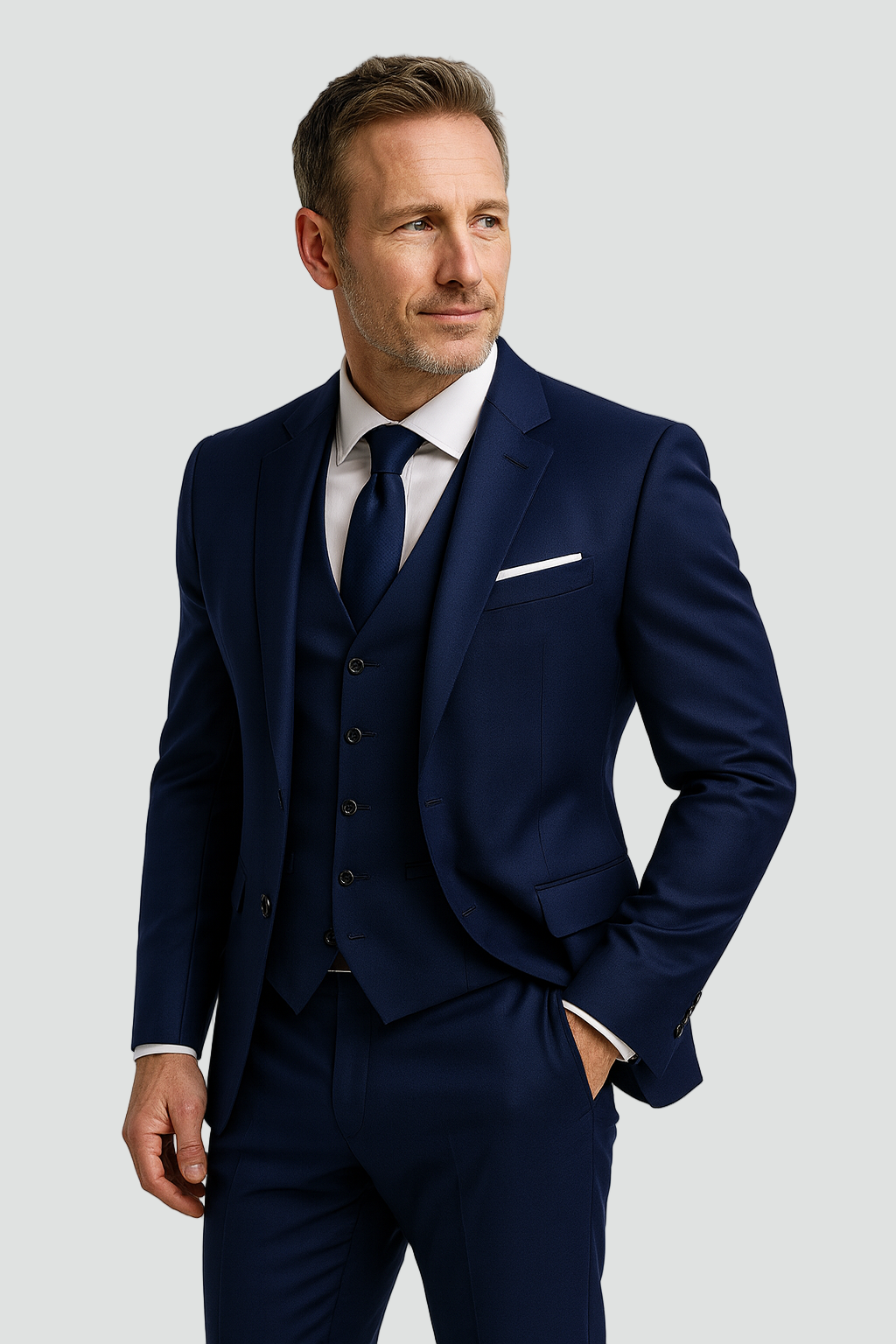 Men's Three-Piece Cotton Suit – Slim Jacket, Vest, Pants