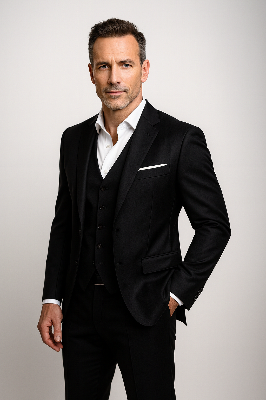 Men's Three-Piece Cotton Suit – Slim Jacket, Vest, Pants