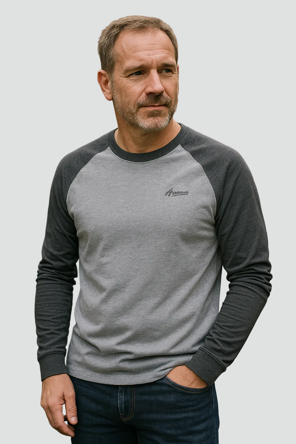 Men's Raglan Crew Neck Shirt – Relaxed Long Sleeve