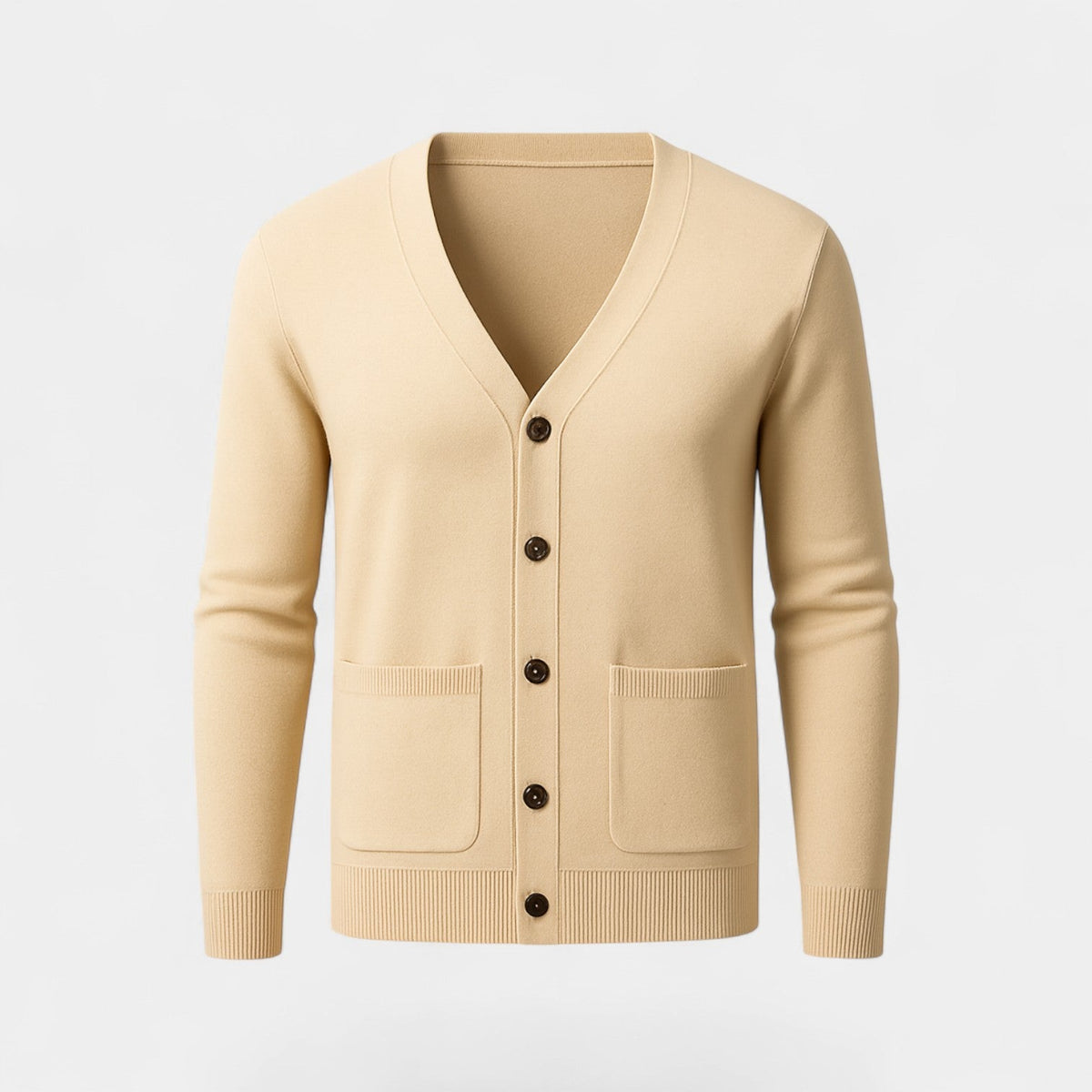 Men's V-Neck Wool-Blend Cardigan – Tailored Layering Fit