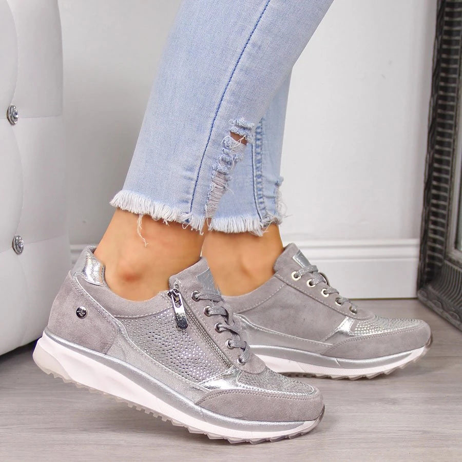 Women's Platform Sneaker – Side Zip Low Heel