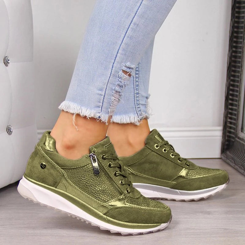 Women's Platform Sneaker – Side Zip Low Heel