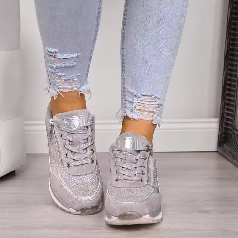 Women's Platform Sneaker – Side Zip Low Heel