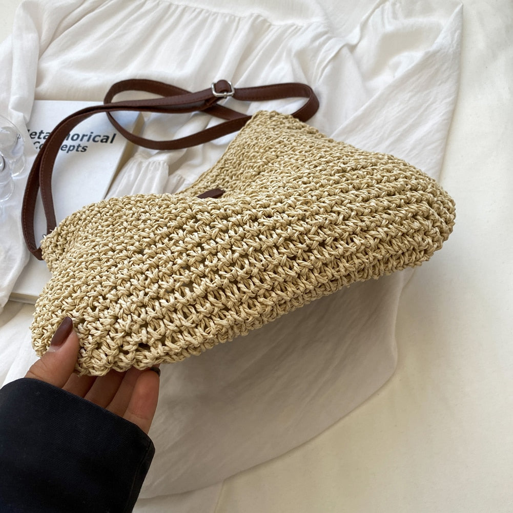 Women's Woven Hobo Bag – Open-Knit Crochet Look