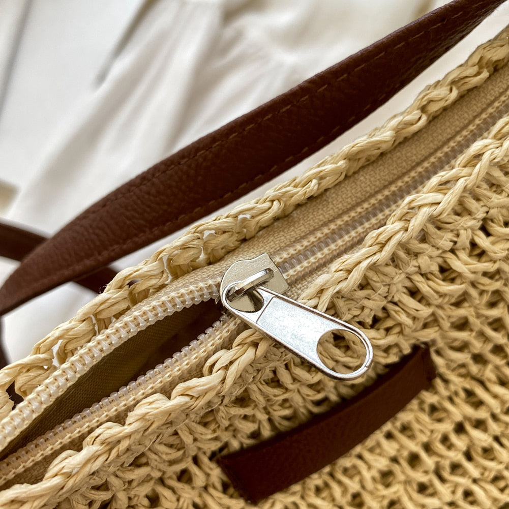 Women's Woven Crossbody Bag – Slouchy Open-Top Tote